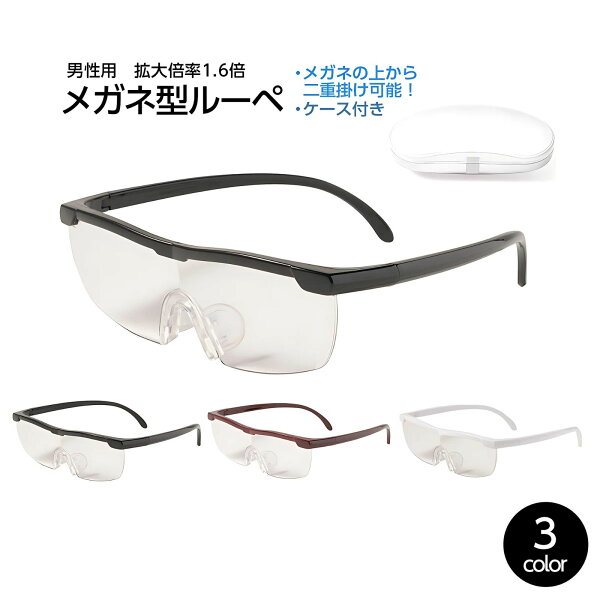 メガネ型ルーペ 拡大鏡 ルーペ メガネ メガネルーペ シニアグラス 老眼鏡 1.6倍